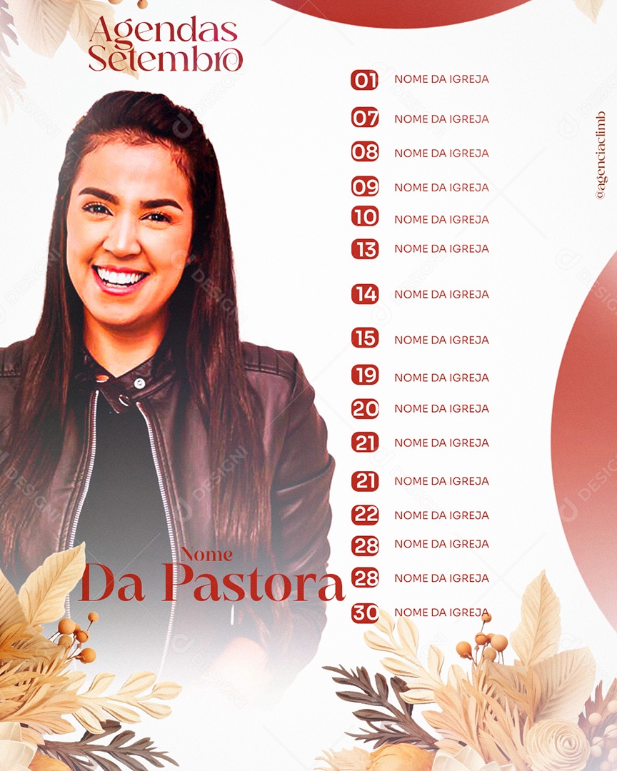 Feed Flyer Gospel Agenda Pastora Social Media PSD Editável