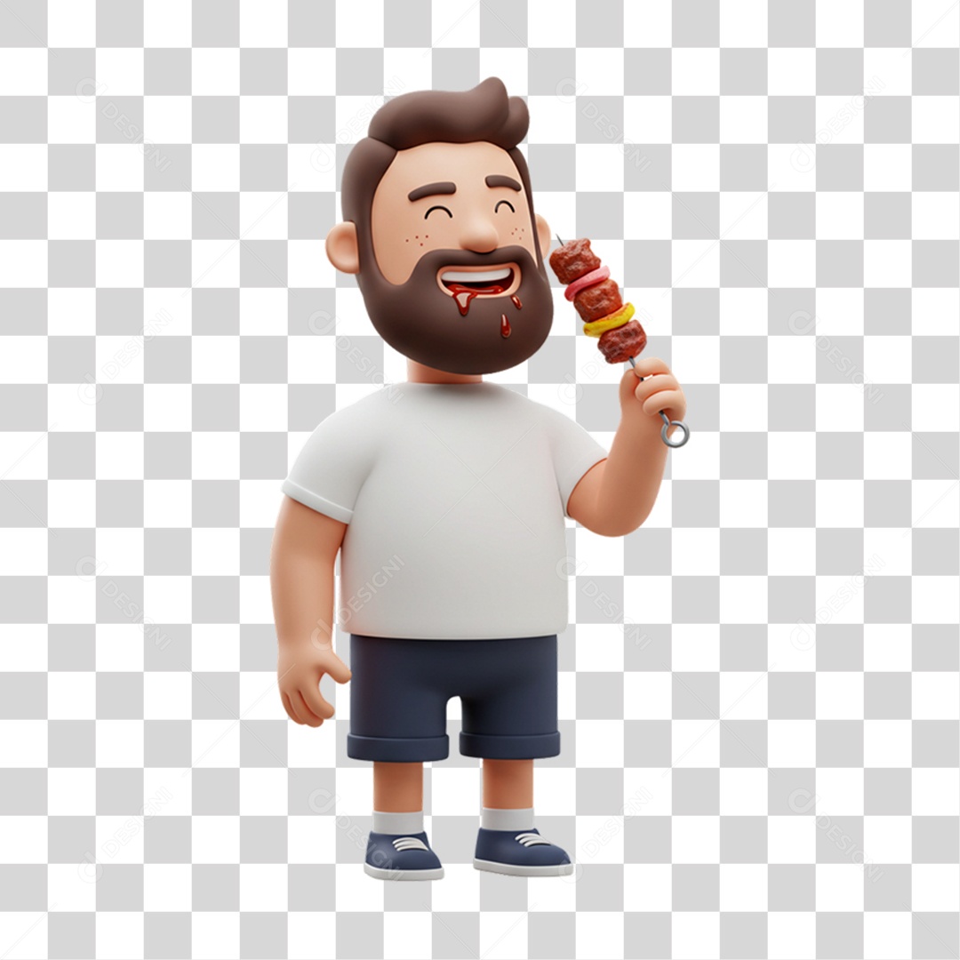 Homem Comendo Espetinho Espeto PNG Transparente