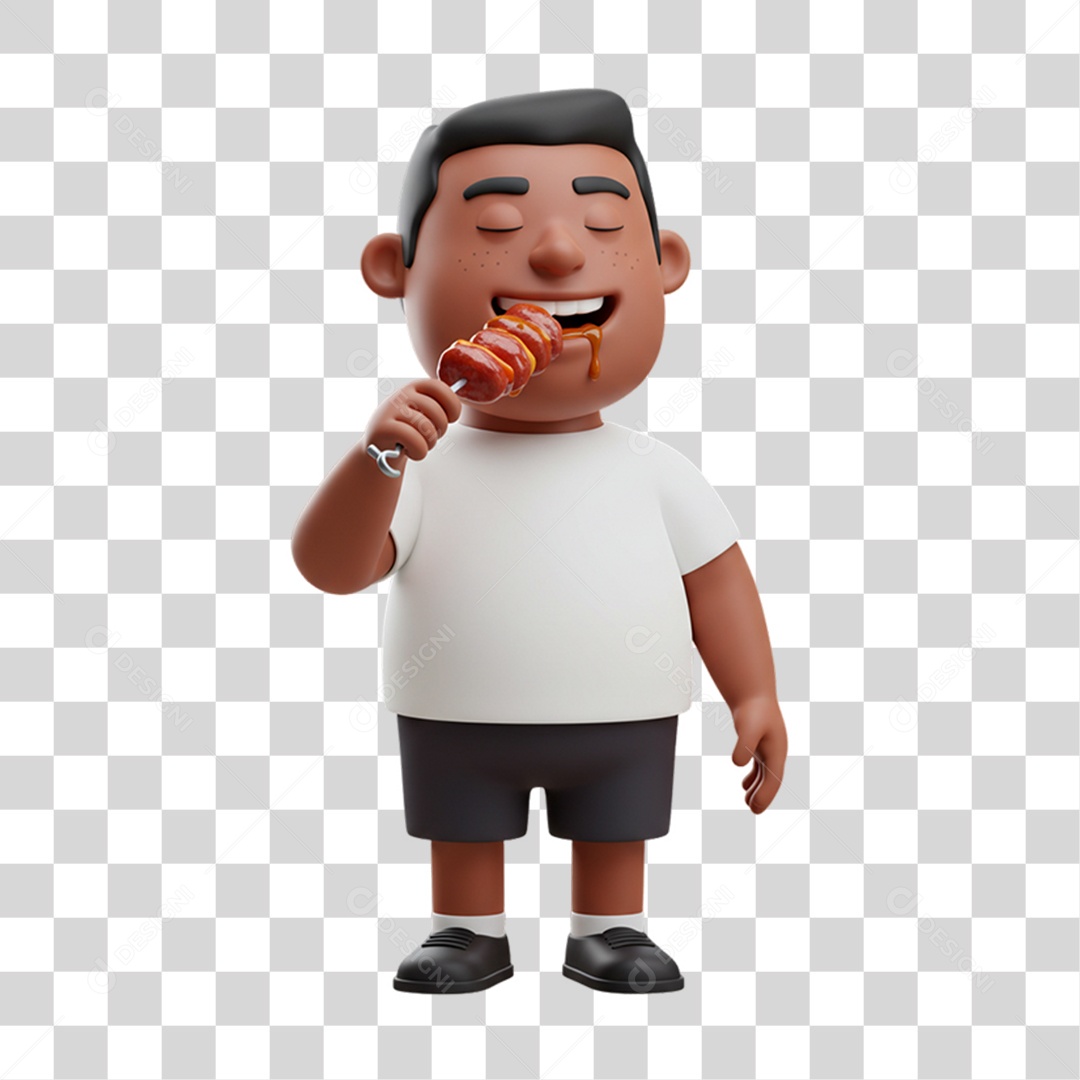 Homem Comendo Espetinho Espeto PNG Transparente