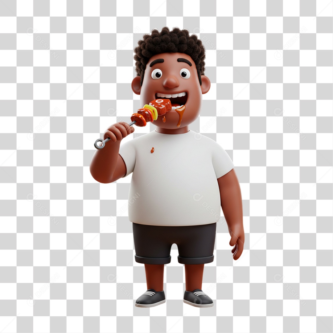 Homem Comendo Espetinho Espeto PNG Transparente