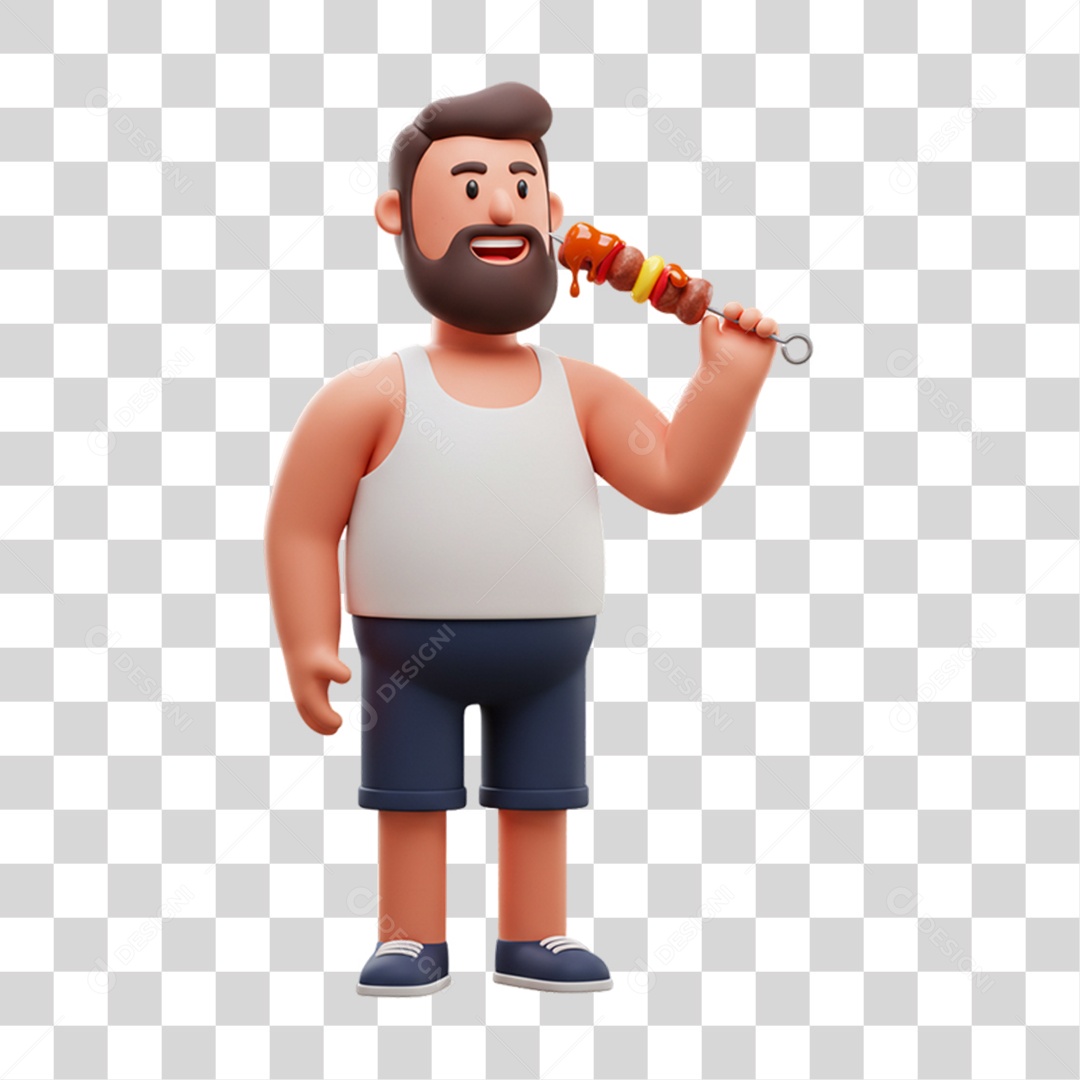 Homem Comendo Espetinho Espeto PNG Transparente
