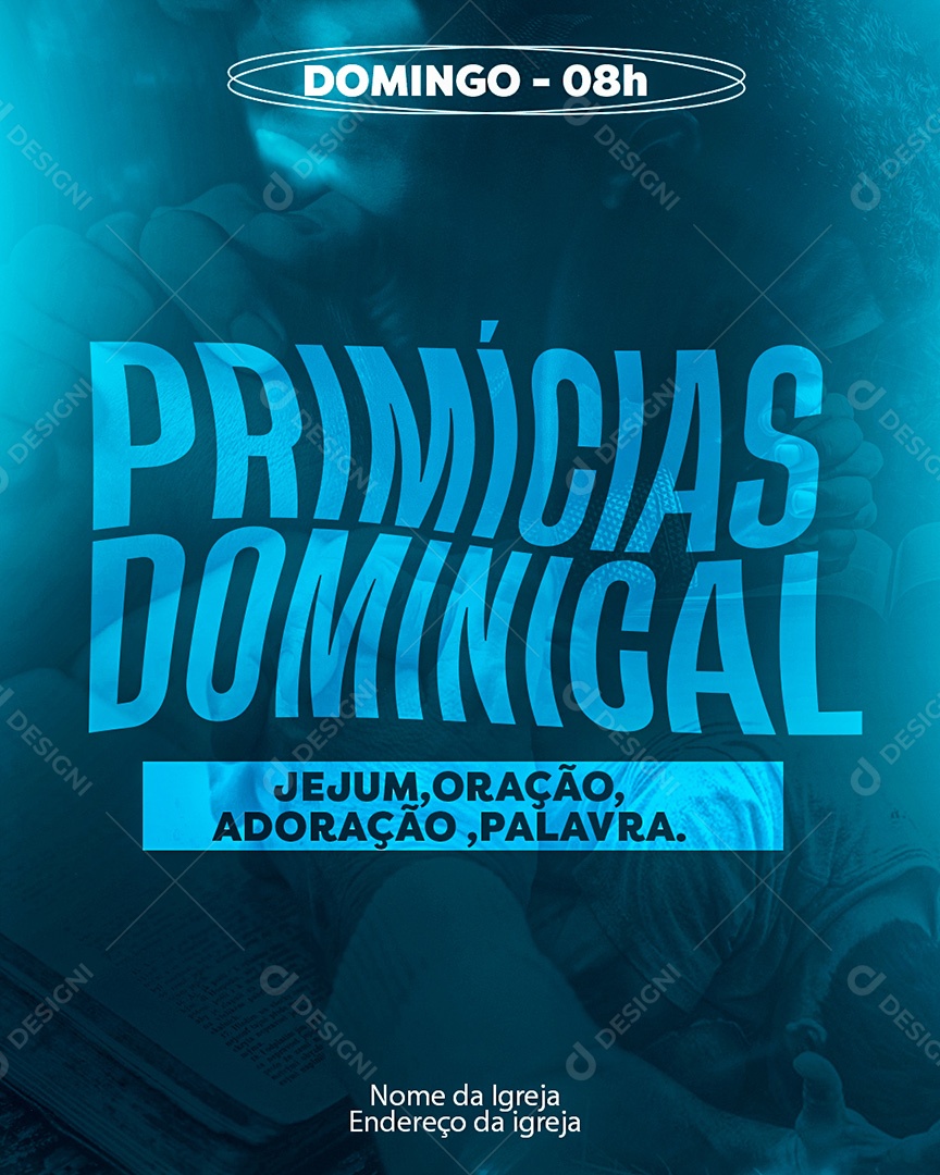 Feed Flyer Gospel Primícias Dominical Social Media PSD Editável