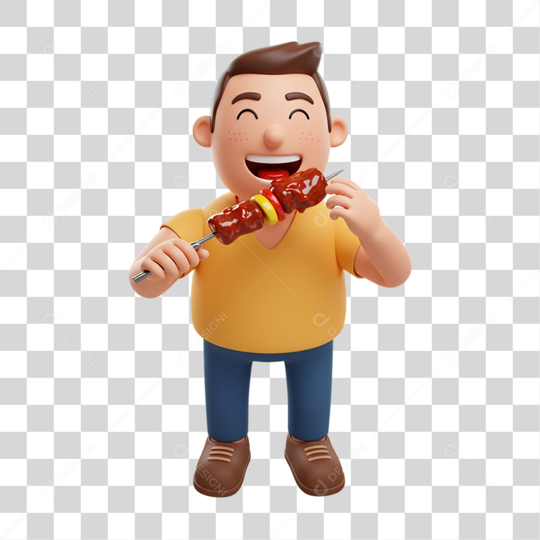 Homem Comendo Espetinho Espeto PNG Transparente
