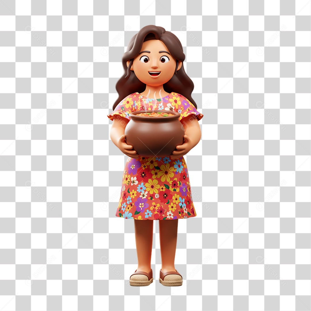 Personagem Mulher Mexicana com Comidas Típicas da Região PNG Transparente