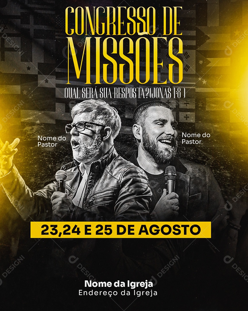 Feed Flyer Gospel Congresso de Missões Social Media PSD Editável