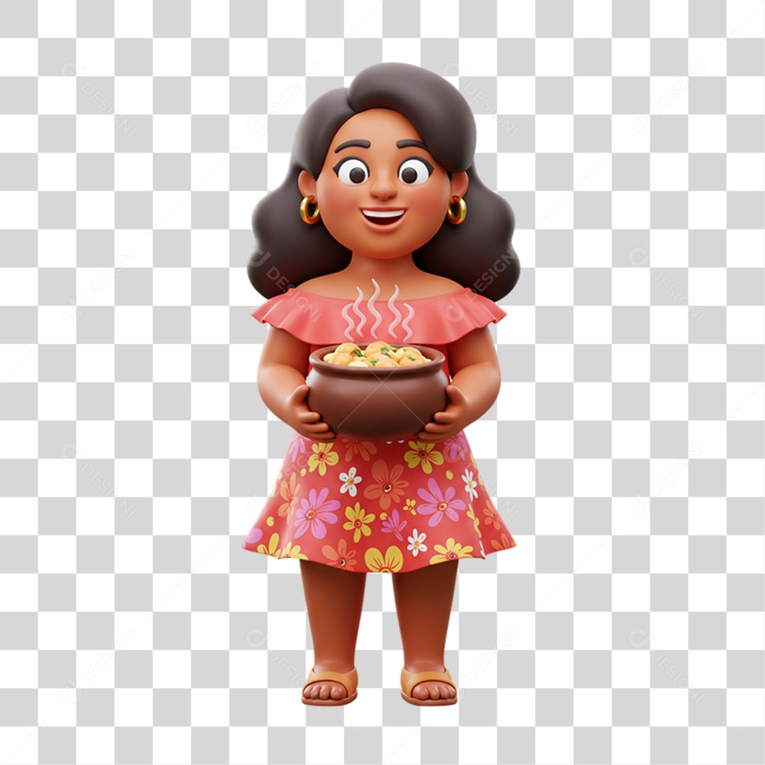 Personagem Mulher Mexicana com Comidas Típicas da Região PNG Transparente