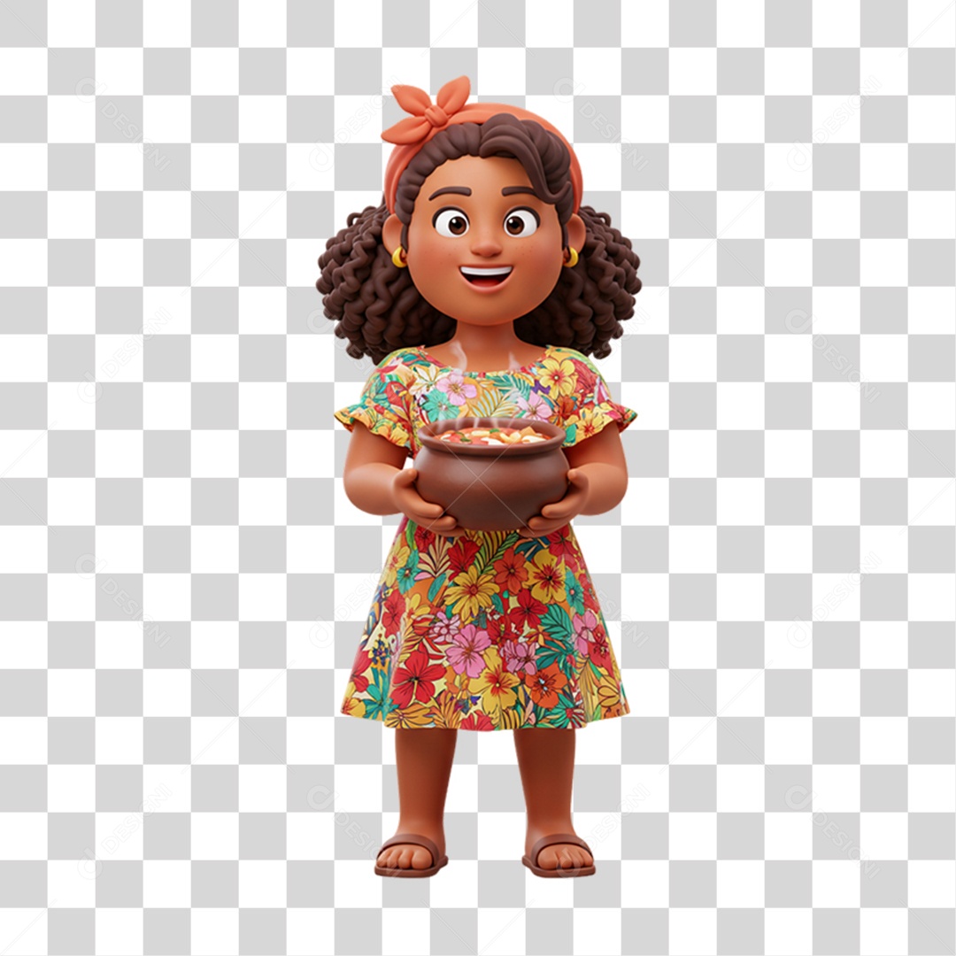 Personagem Mulher Mexicana com Comidas Típicas da Região PNG Transparente