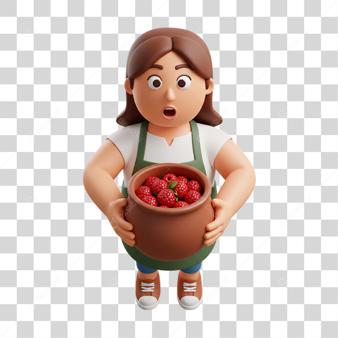 Personagem Mulher Mexicana com Frutas Típicas da Região PNG Transparente