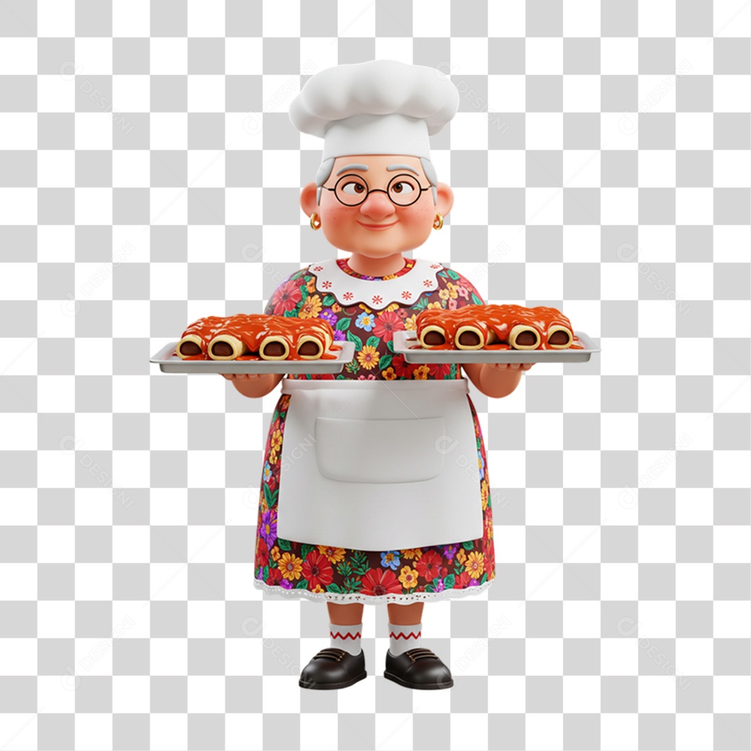 Personagem Mulher Mexicana com Comidas Típicas da Região PNG Transparente