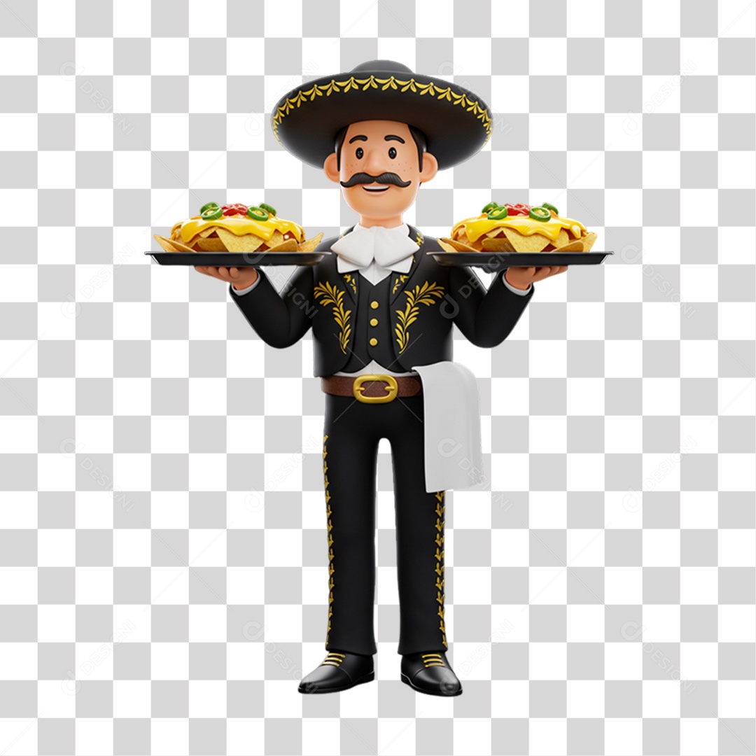 Personagem Homem Mexicano com Comidas Típicas da Região PNG Transparente