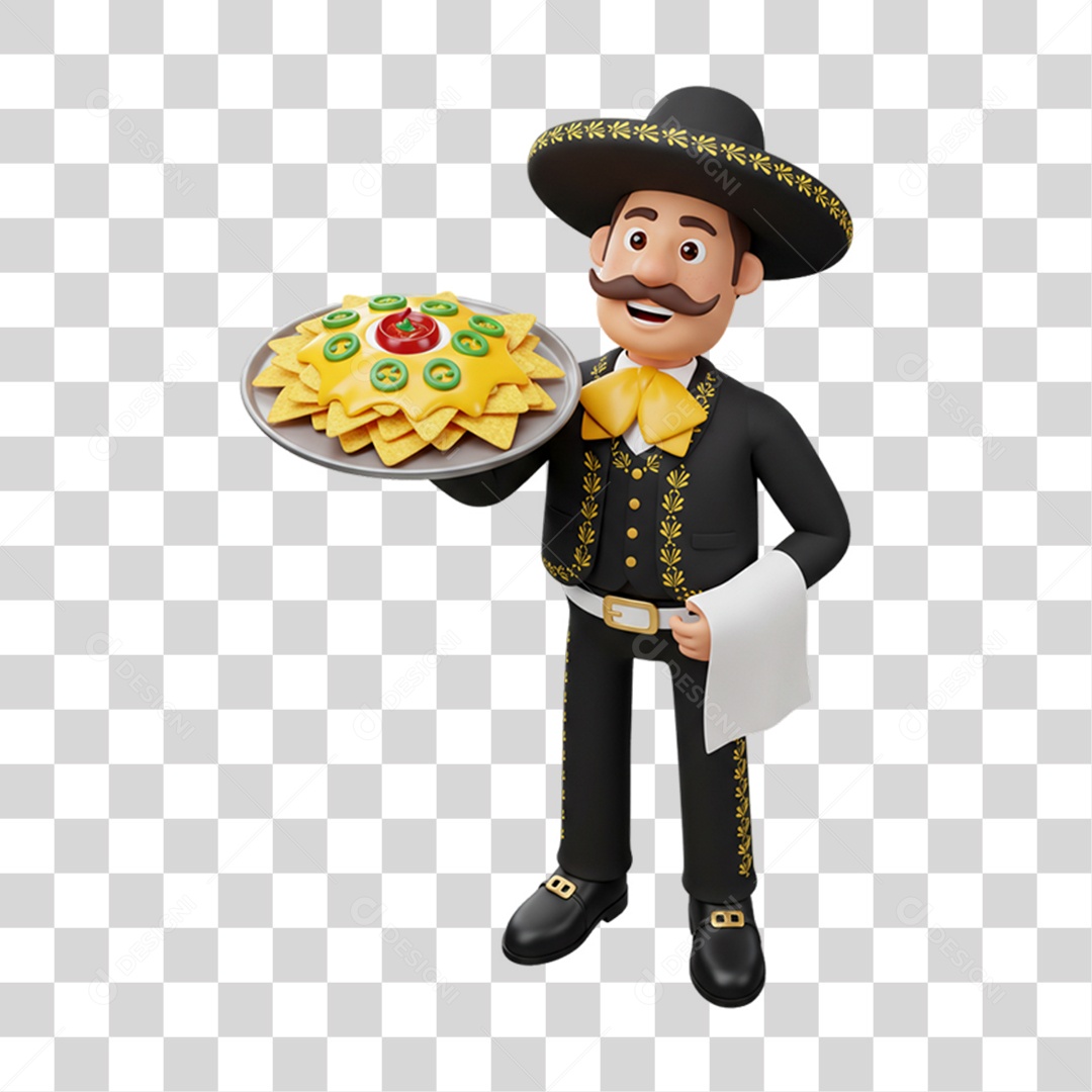 Personagem Homem Mexicano com Comidas Típicas da Região PNG Transparente