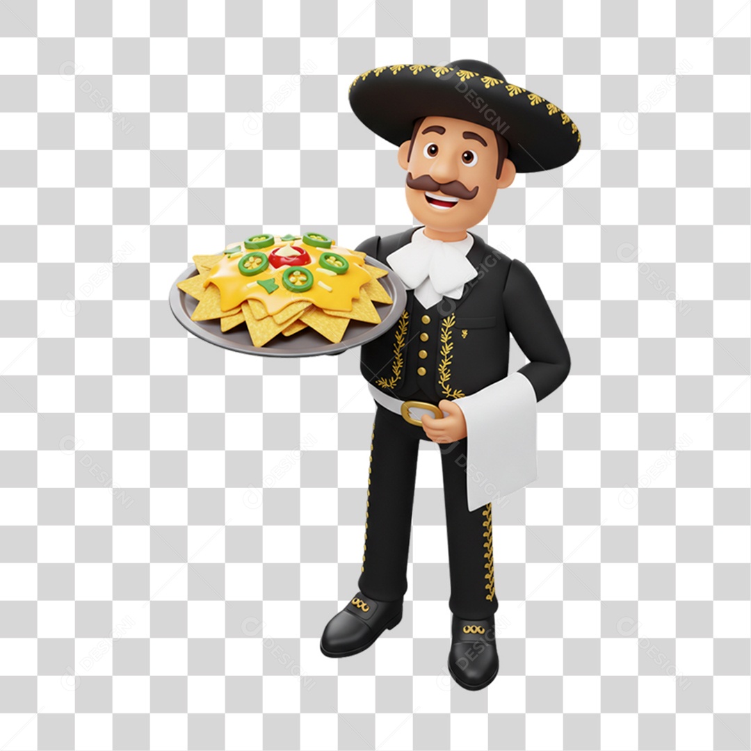 Personagem Homem Mexicano com Comidas Típicas da Região PNG Transparente