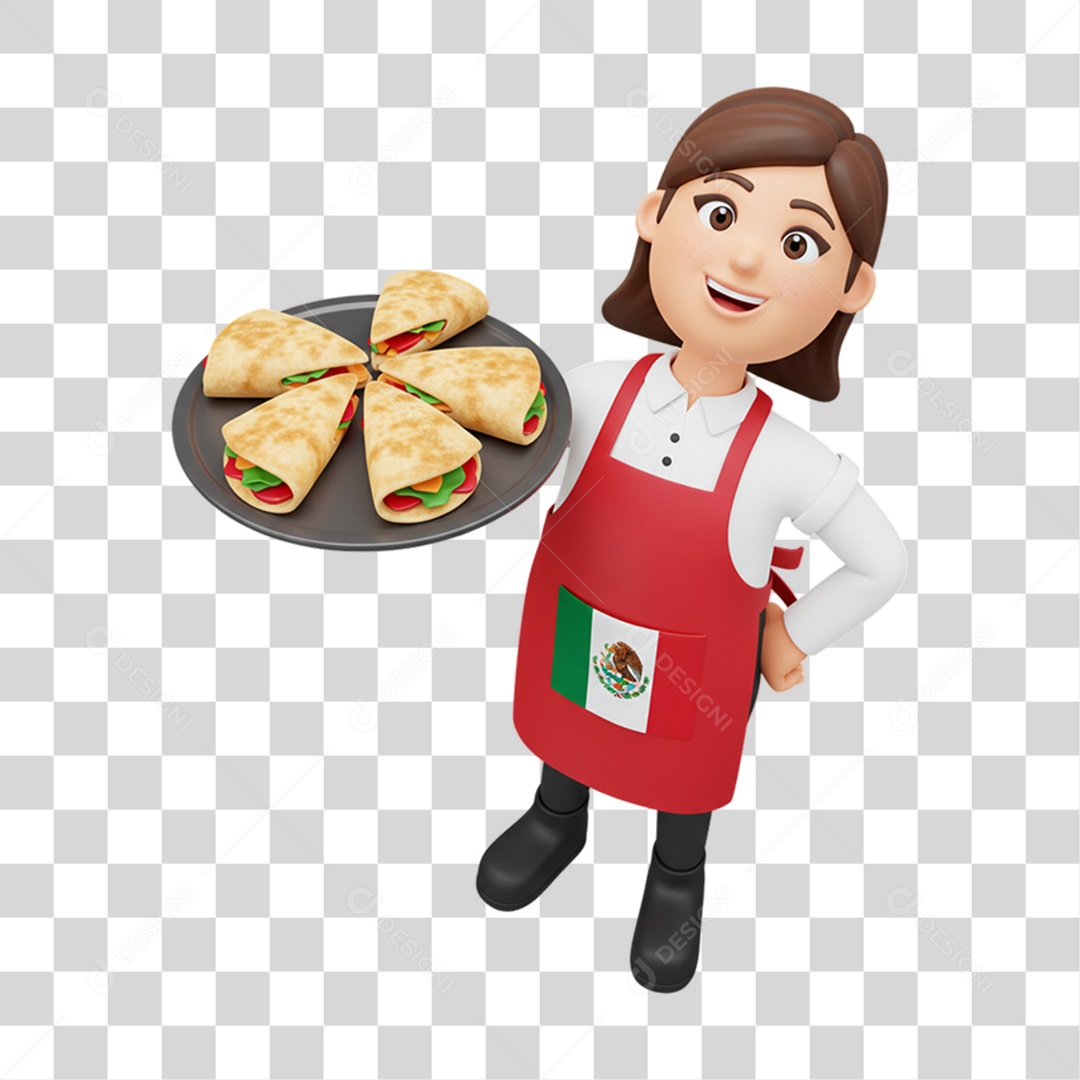 Personagem Mulher com Tacos Mexicanos PNG Transparente