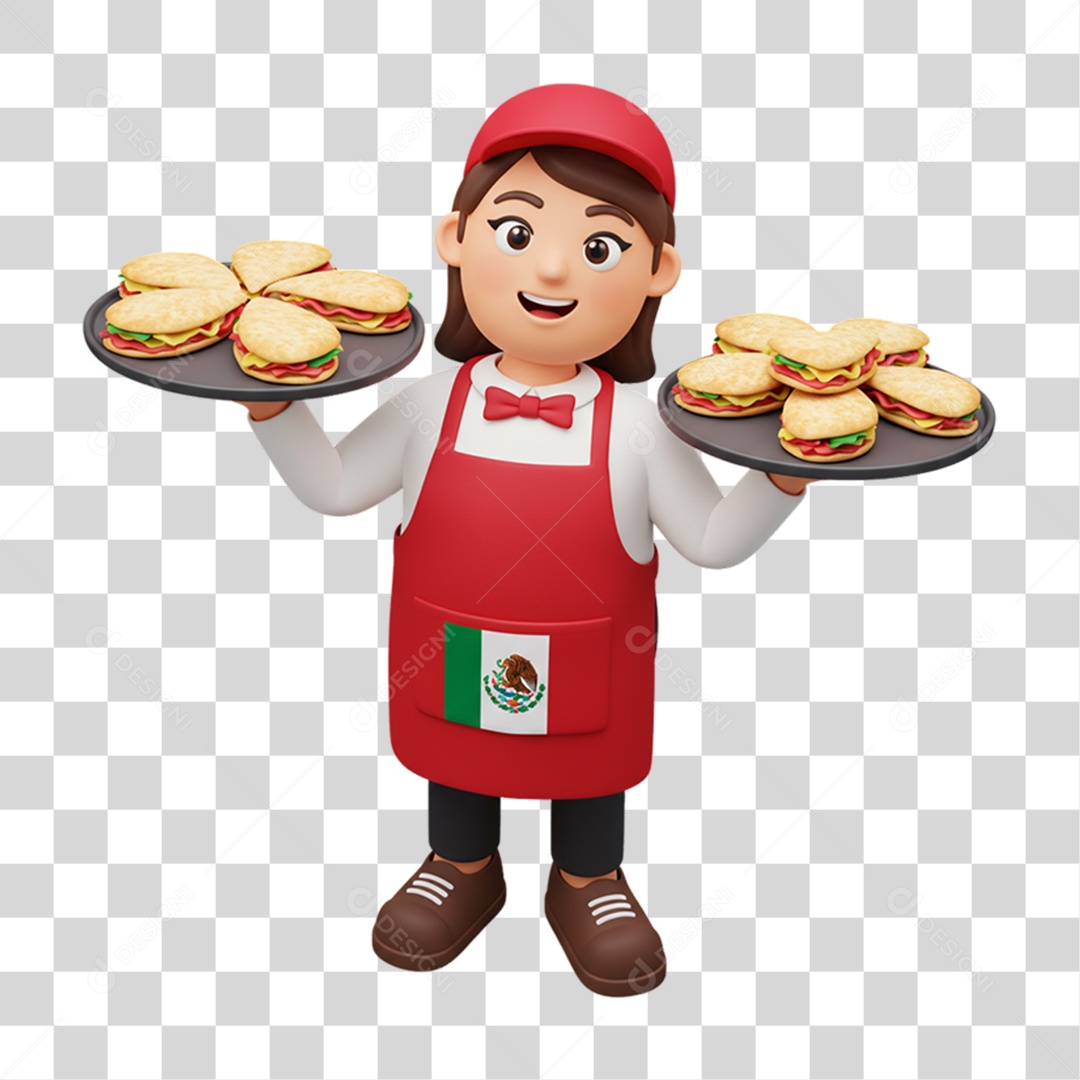 Personagem Mulher com Tacos Mexicanos PNG Transparente