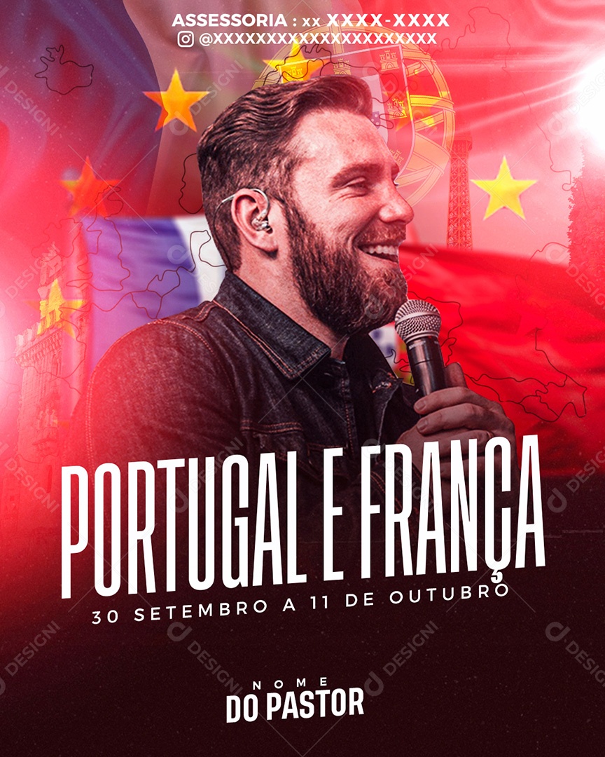 Feed Flyer Gospel Agenda Pastor Social Media PSD Editável