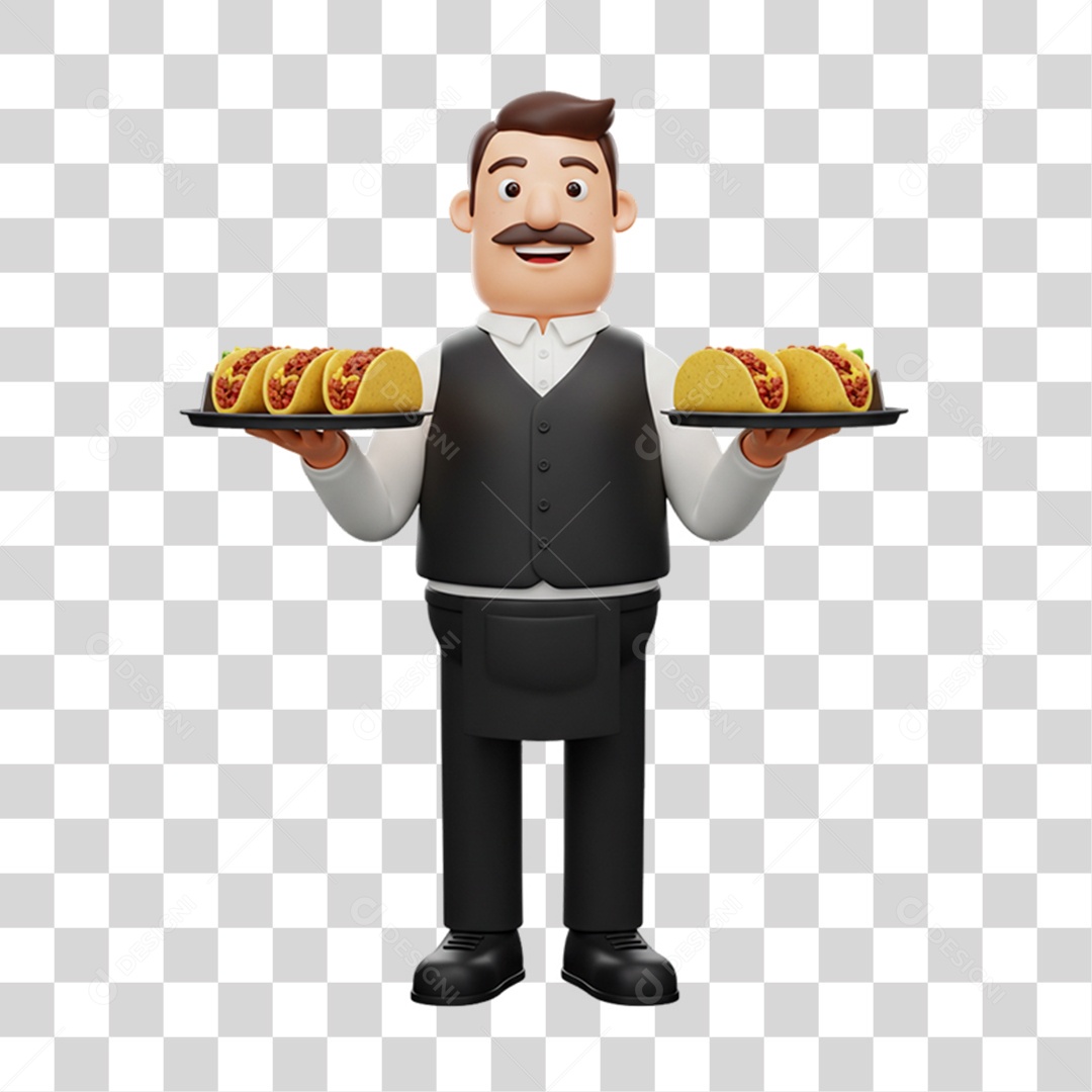 Personagem Homem Mexicano com Comidas Típicas da Região PNG Transparente
