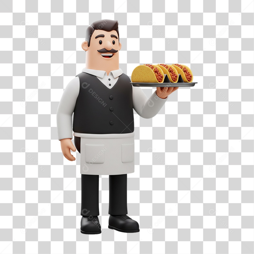 Personagem Homem Mexicano com Comidas Típicas da Região PNG Transparente