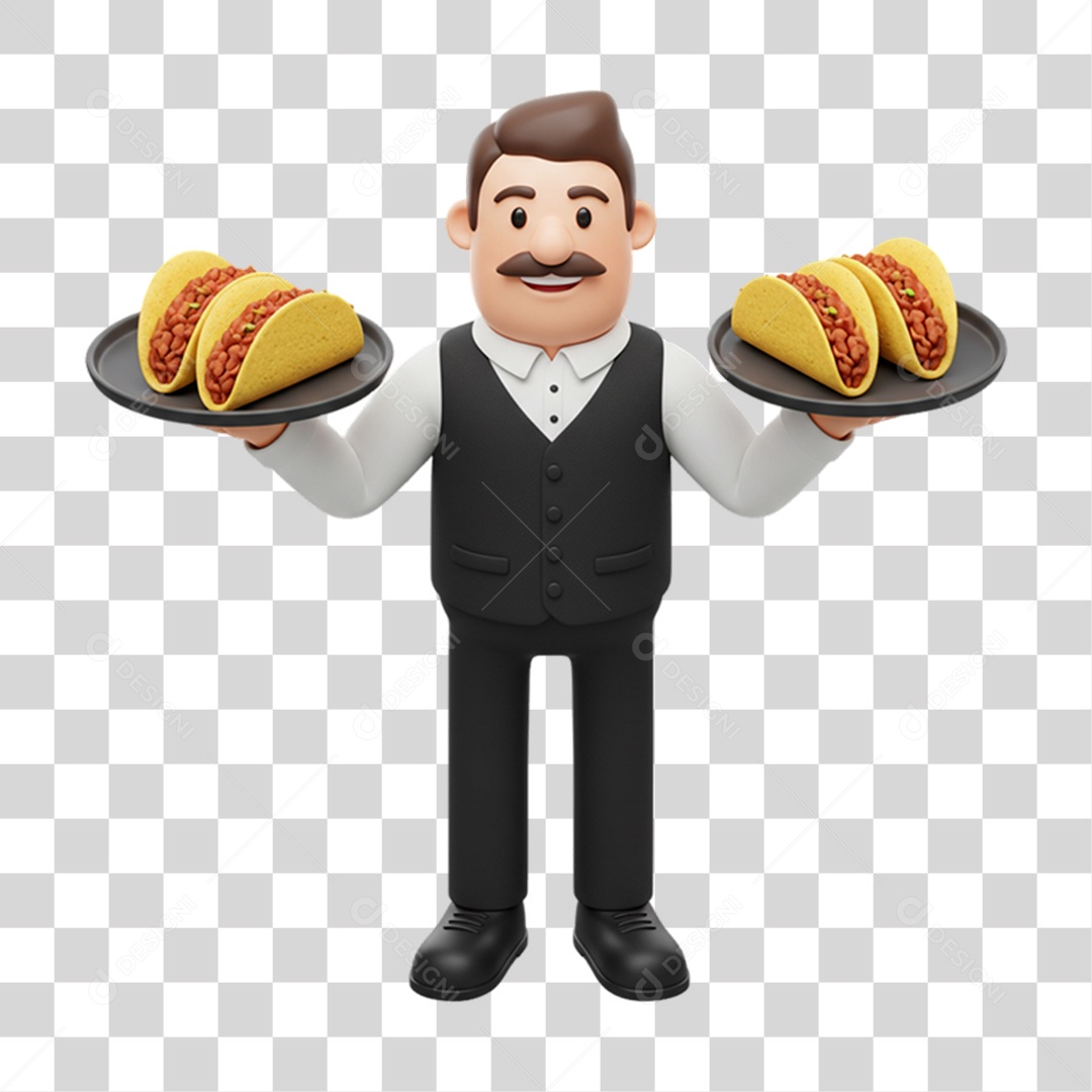 Personagem Homem Mexicano com Comidas Típicas da Região PNG Transparente