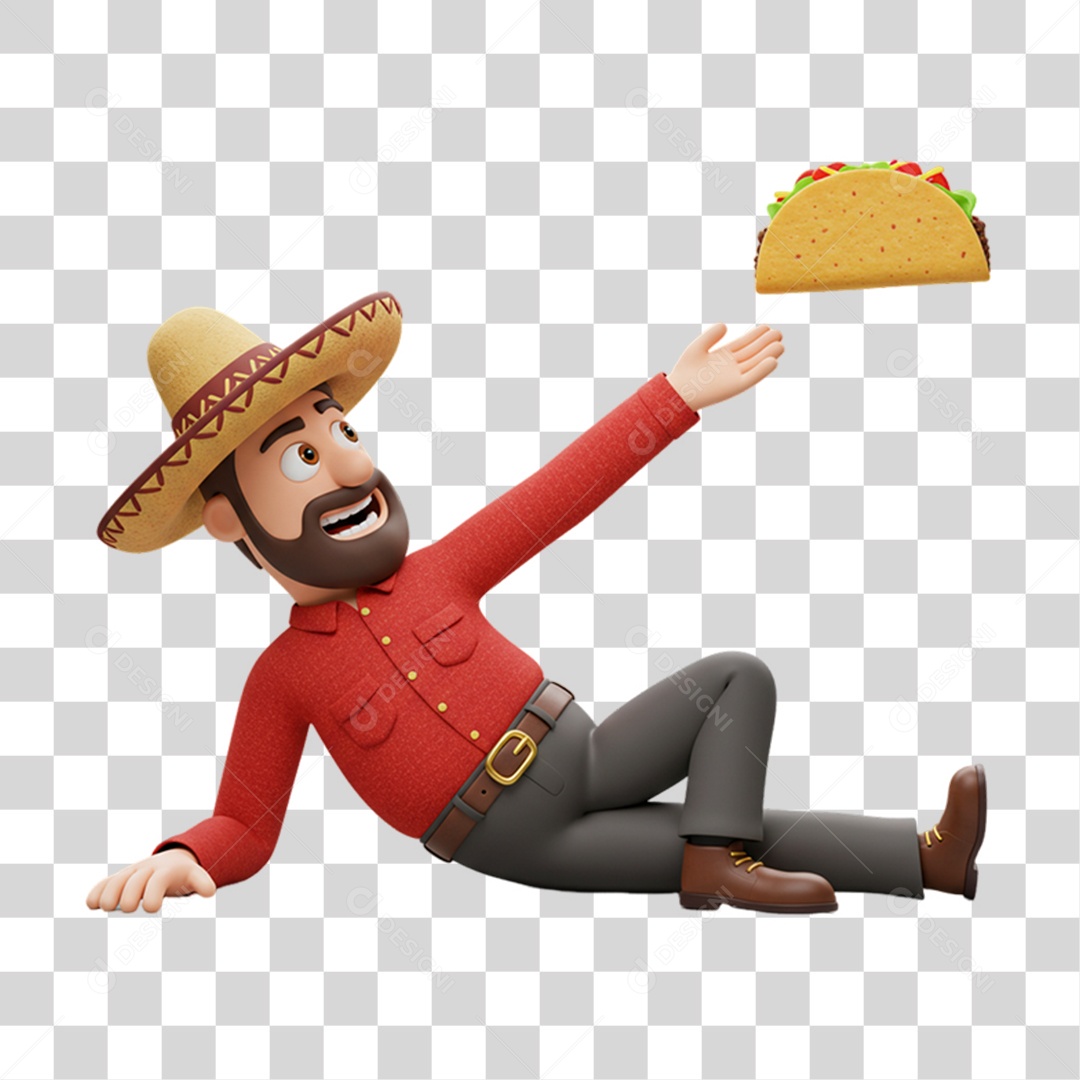 Personagem Homem com Taco Mexicano PNG Transparente
