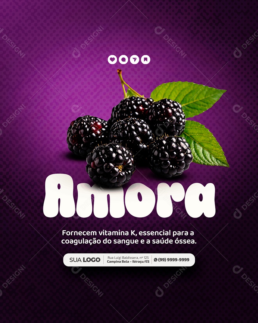 Nutricionista Saiba os Benefícios da Amora Social Media PSD Editável