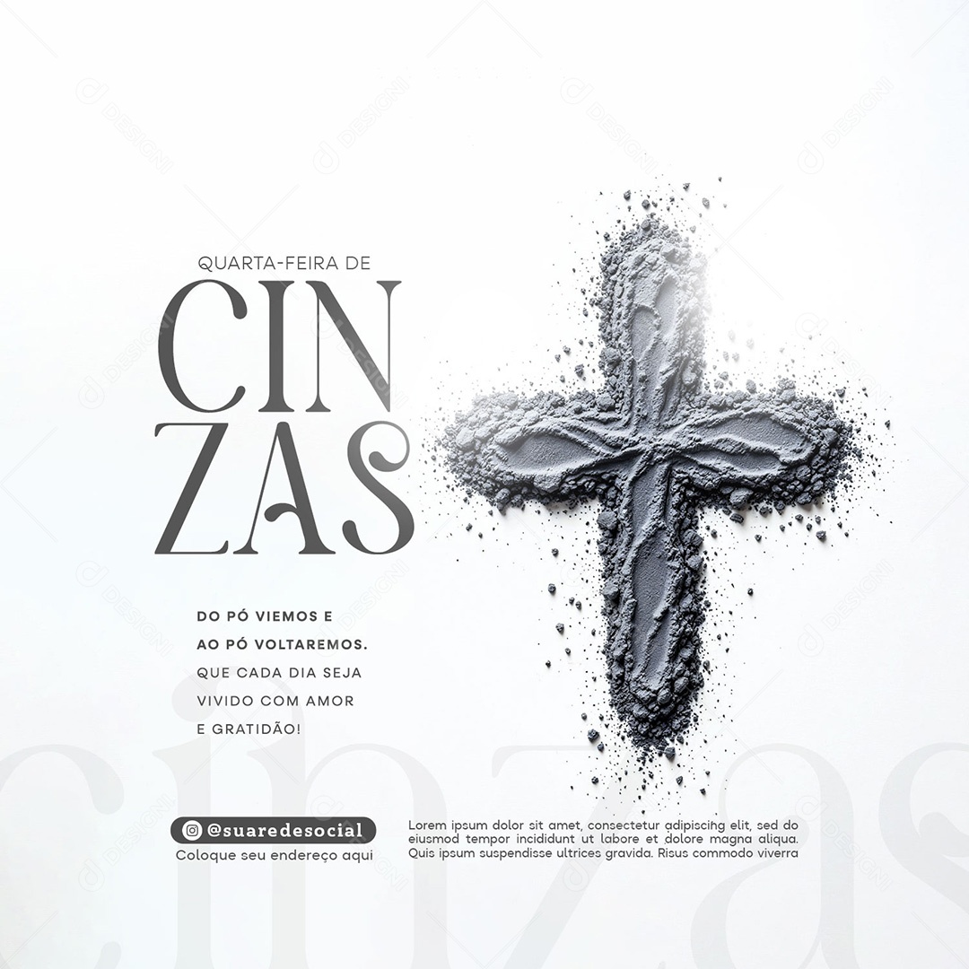 Quarta Feira de Cinzas 05 de Março Social Media PSD Editável