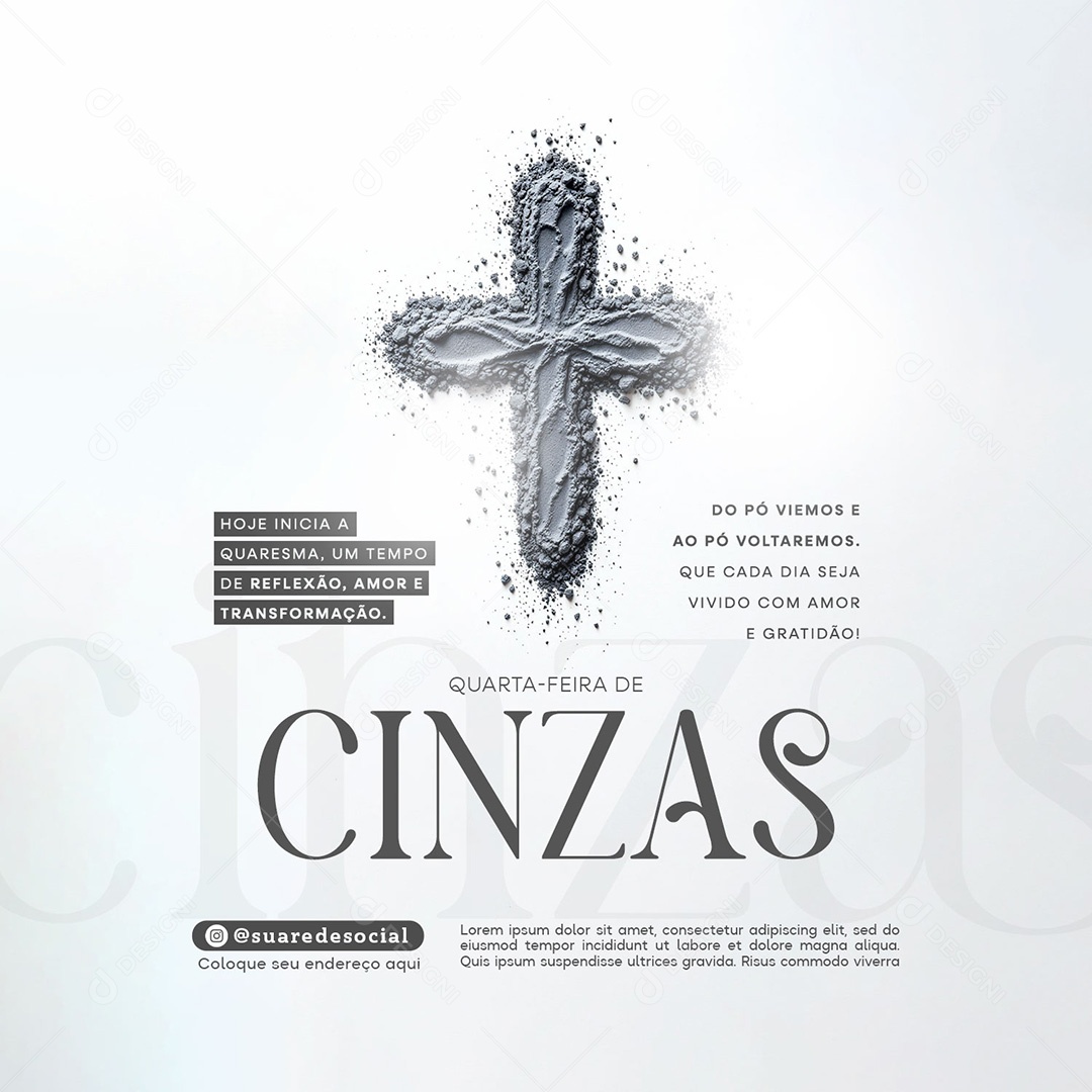 Quarta Feira de Cinzas 05 de Março Social Media PSD Editável