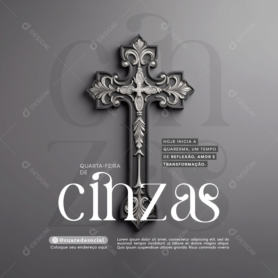 Quarta Feira de Cinzas 05 de Março Social Media PSD Editável