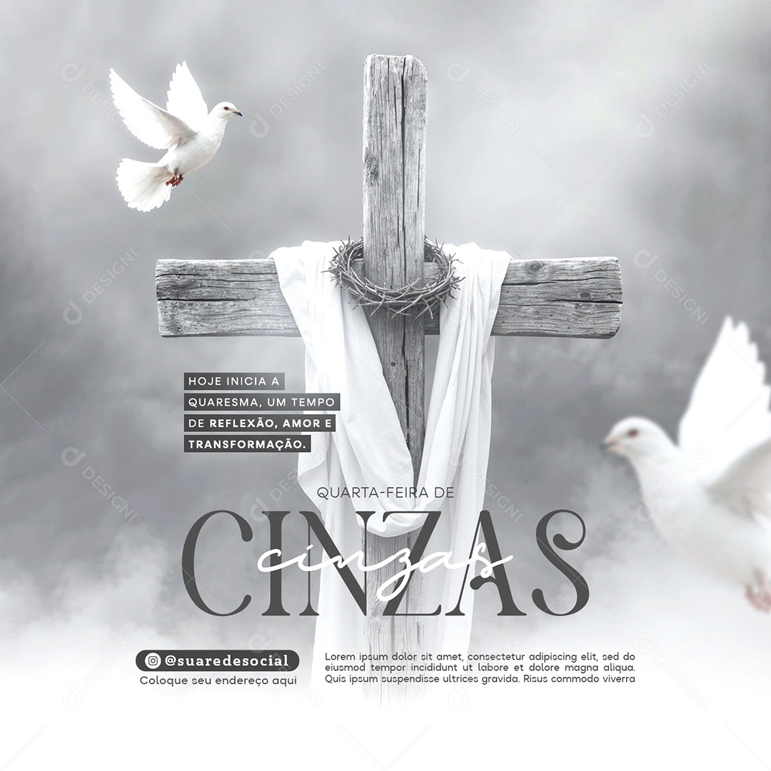 Quarta Feira de Cinzas 05 de Março Social Media PSD Editável