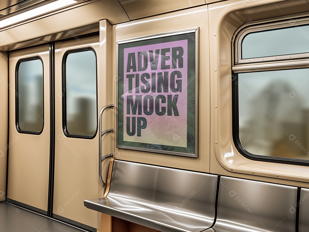 Mockup Anúncio Em Metrô PSD Editável
