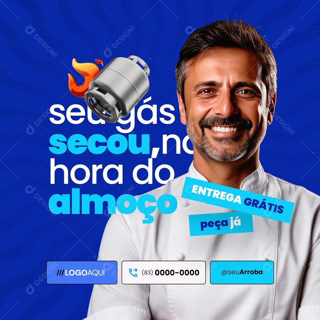 Distribuidora de Água e Gás Secou Na Hora do Almoço Social Media PSD Editável