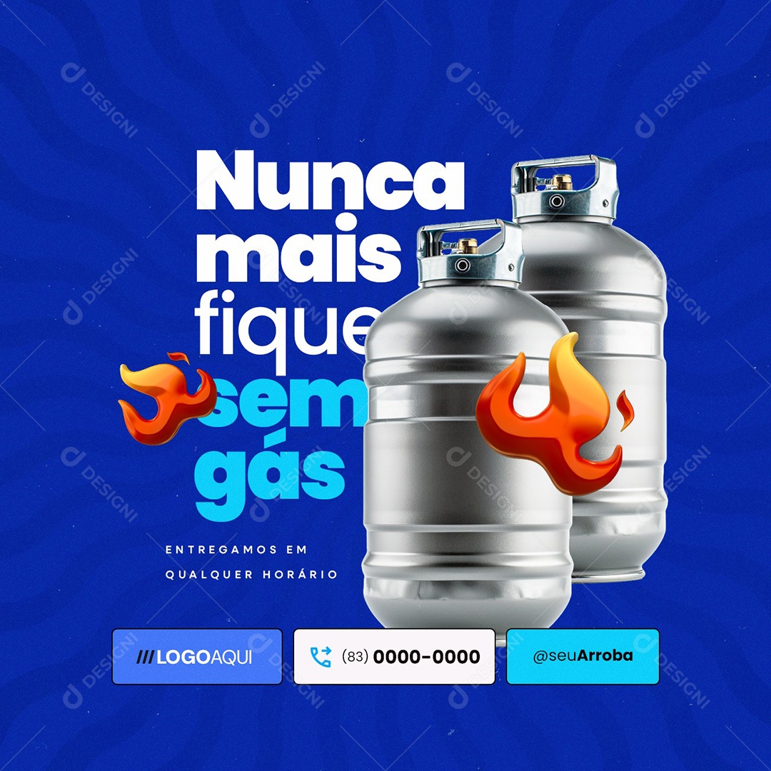 Distribuidora de Água e Gás Nunca Mais Fique Sem Gás Social Media PSD Editável