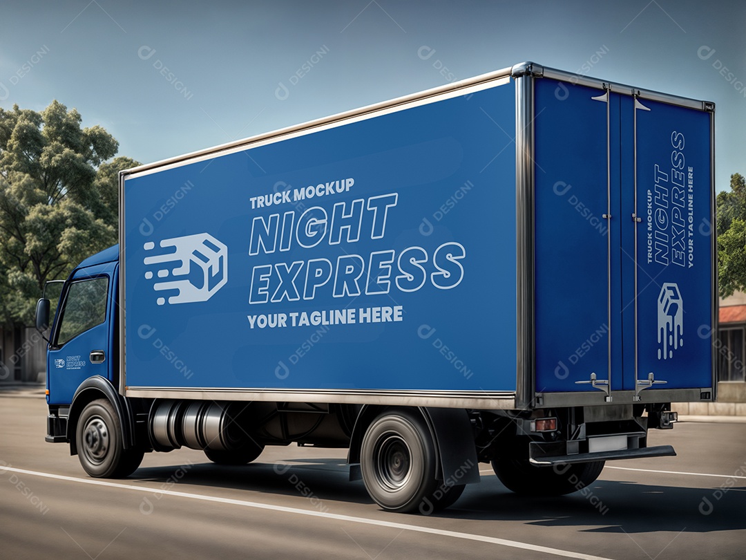 Mockup de Caminhão Baú PSD Editável