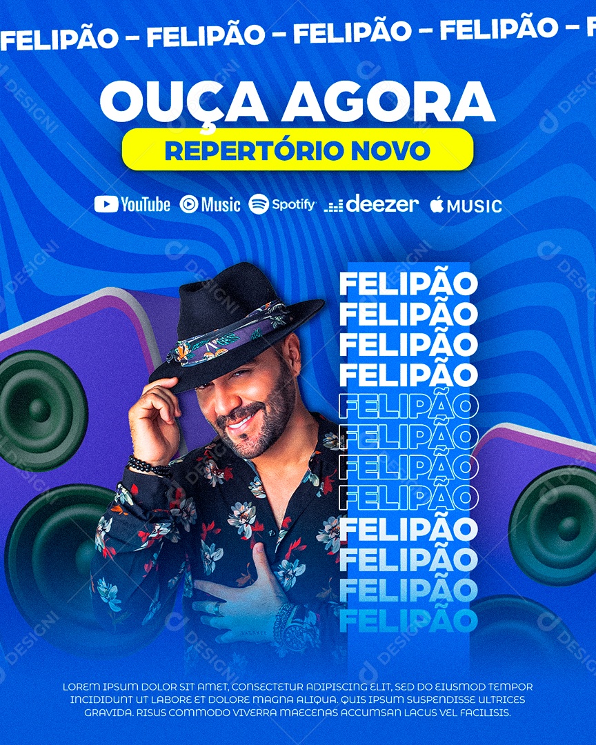 Flyer Felipão Ouça Agora Social Media PSD Editável