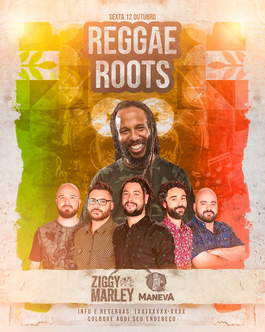 Feed Flyer Reggae Roots Social Media PSD Editável
