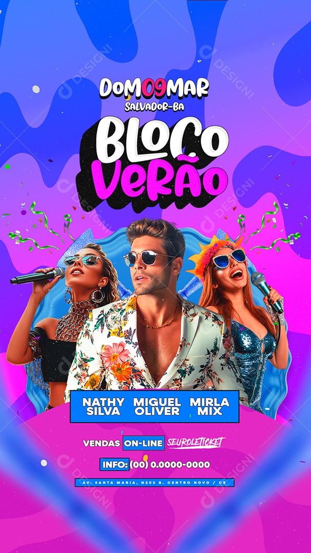 Story Flyer Carnaval Bloco Verão Social Media PSD Editável