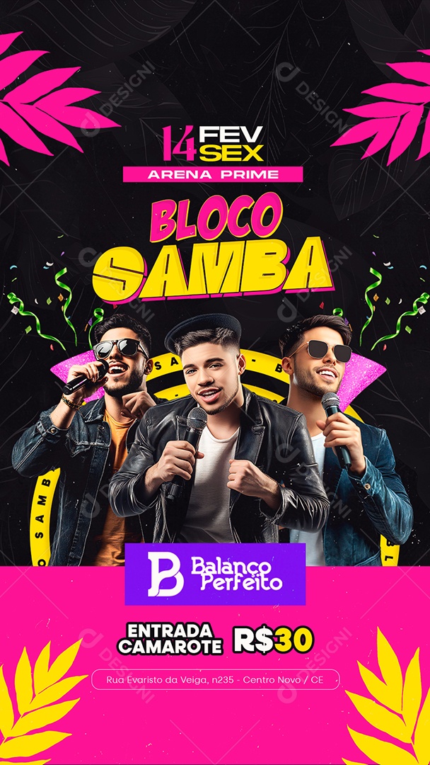 Story Flyer Carnaval Bloco Samba Social Media PSD Editável