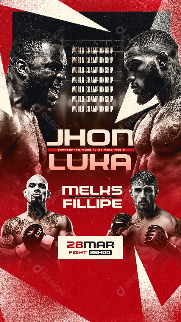 Story Luta de Boxe Jhon Luka VS Melks Fillipe Fight Social Media PSD Editável