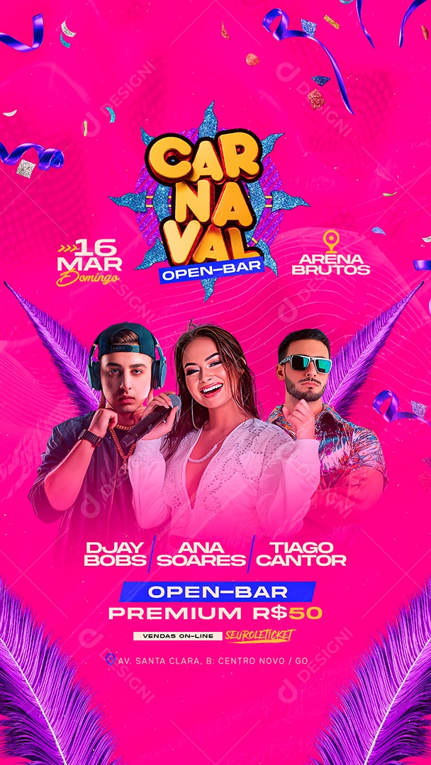 Story Flyer Carnaval Open Bar Premium Social Media PSD Editável