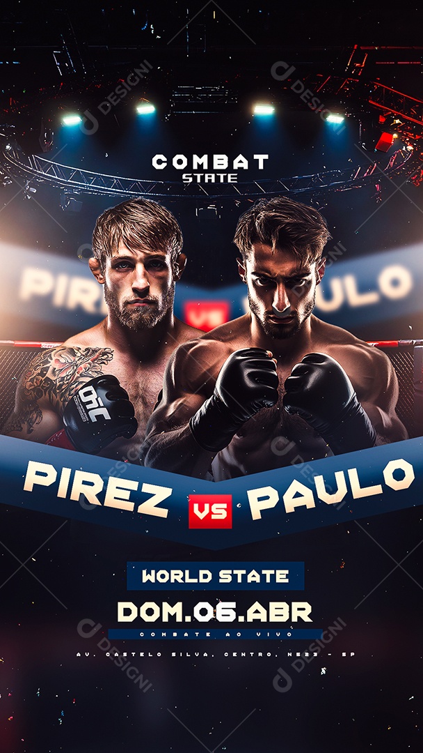 Story Luta de Boxe Pirez VS Paulo World State Social Media PSD Editável