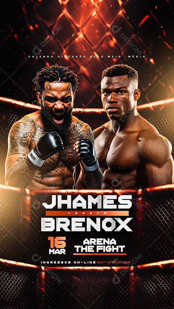 Story Luta de Boxe Jhames Versus Brenox Arena The Fight Social Media PSD Editável