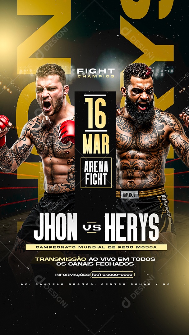 Story Luta Fight Champios Jhon VS Herys Social Media PSD Editável