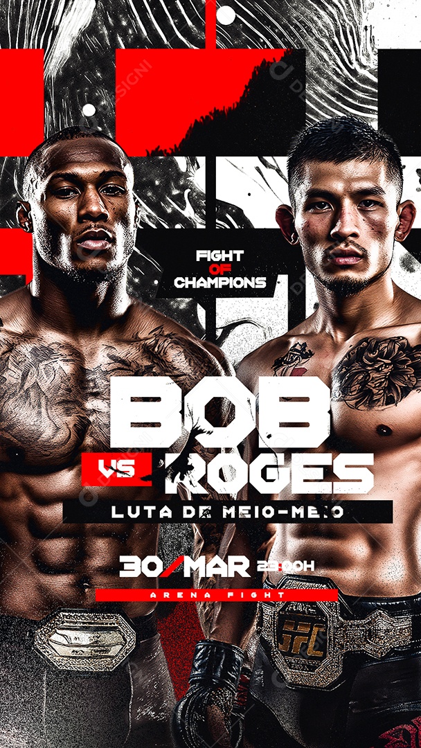 Story Luta de Boxe Bob VS Roges Fight Of Champions Social Media PSD Editável