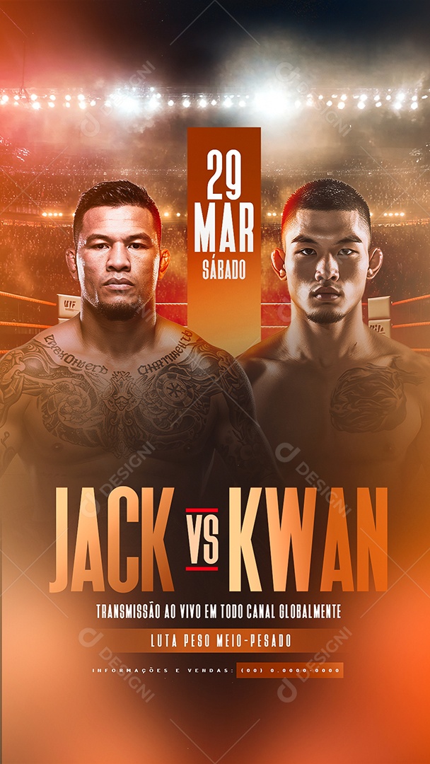 Story Luta de Boxe Jack VS Kawan Luta Peso Meio Social Media PSD Editável