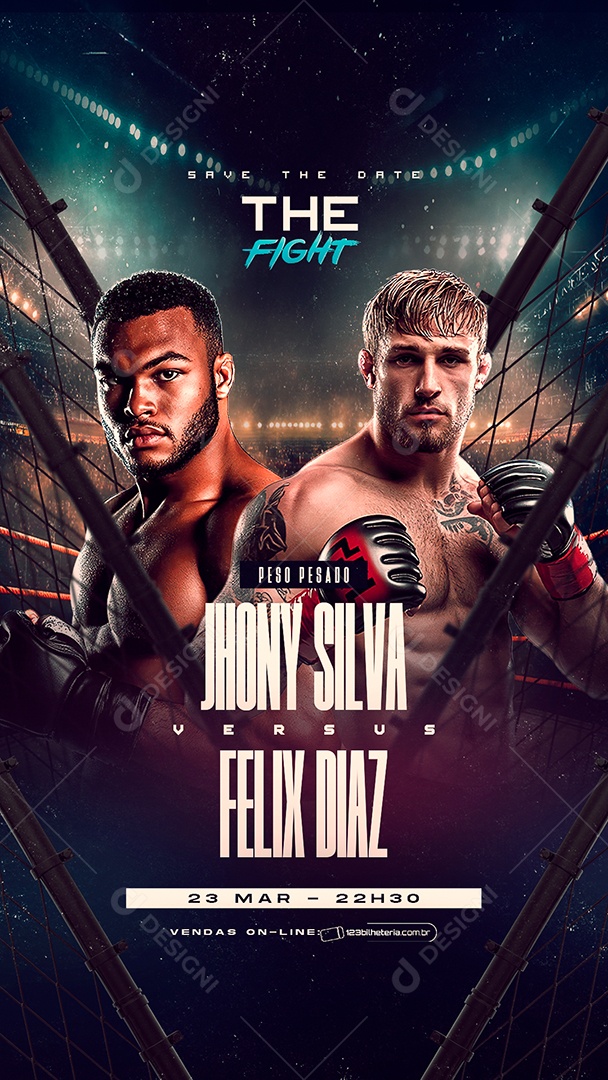 Story Luta de Boxe Jhony Silva VS Feliz Diaz Social Media PSD Editável