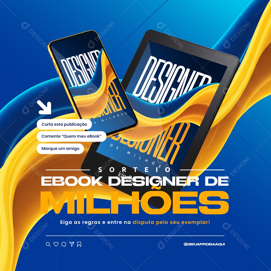 Sorteio Ebook Designer De Milhões Siga as Regras Social Media PSD Editável
