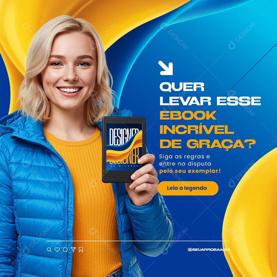 Sorteio Ebook Quer Levar Esse Social Media PSD Editável