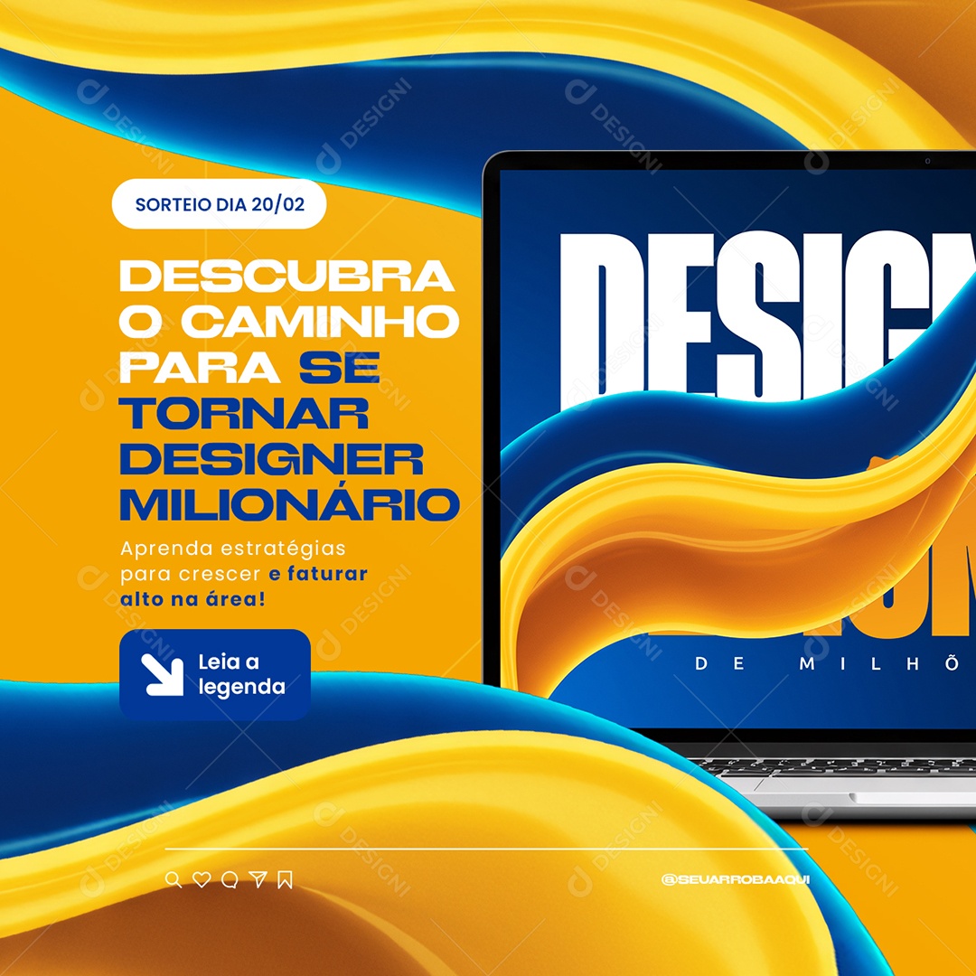 Sorteio Ebook O Caminho Para Se Tornar Designer Milionário Social Media PSD Editável