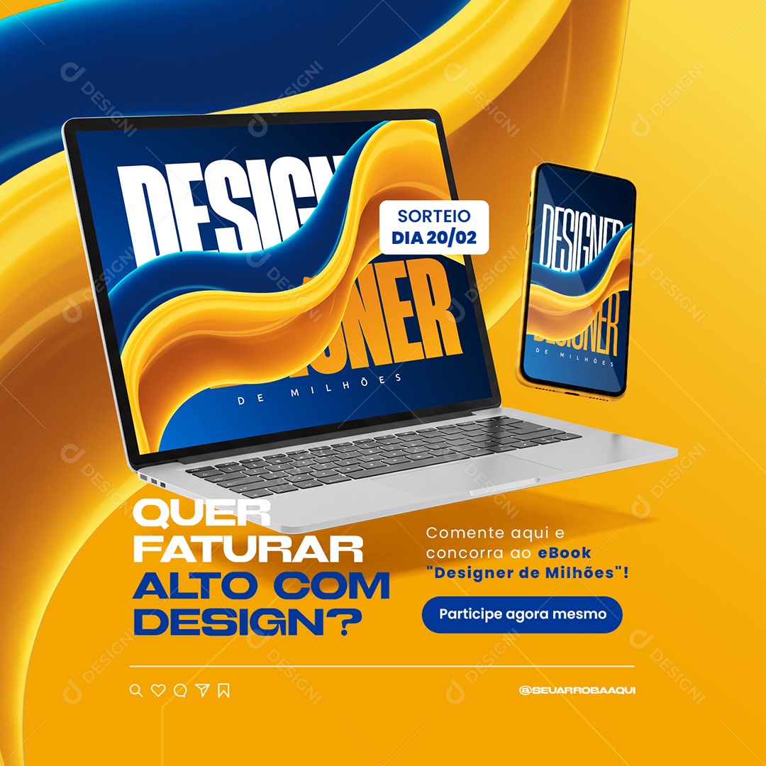 Sorteio Ebook Quer Faturar Alto com Design Social Media PSD Editável