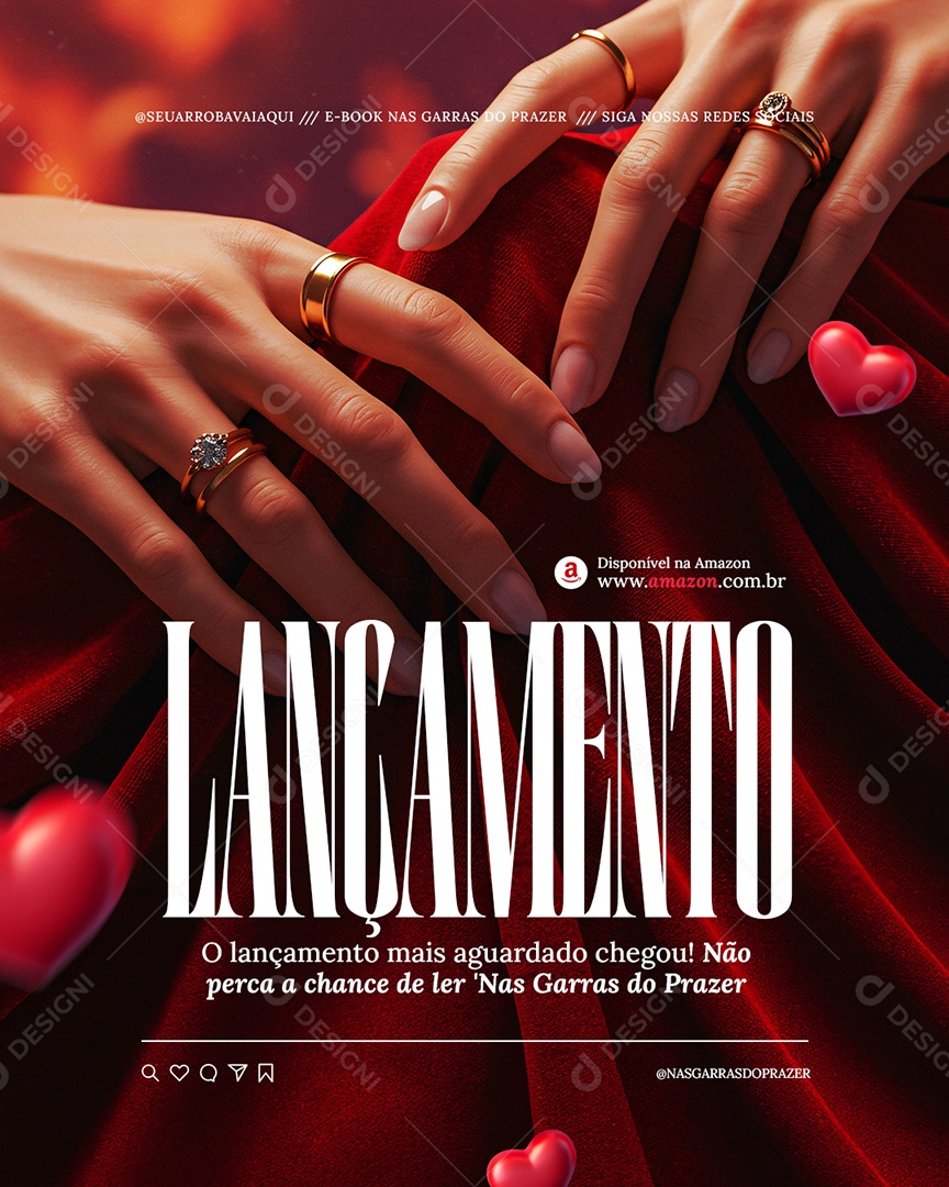 Lançamento Ebook Nas Garras do Prazer Social Media PSD Editável