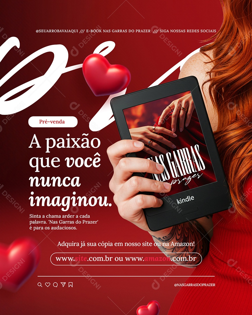 Lançamento Ebook Pré Venda A Paixão Que Você Nunca Imaginou Social Media PSD Editável